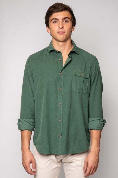CAMISA MICROPANA VERDE CON BOLSILLO