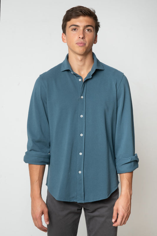 CAMISA DE PIQUÉ AZUL