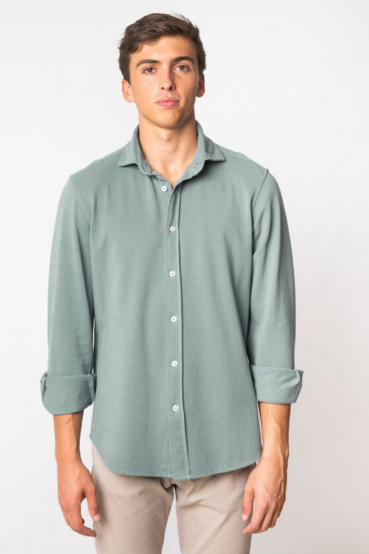 CAMISA DE PIQUÉ VERDE GRISÁCEO