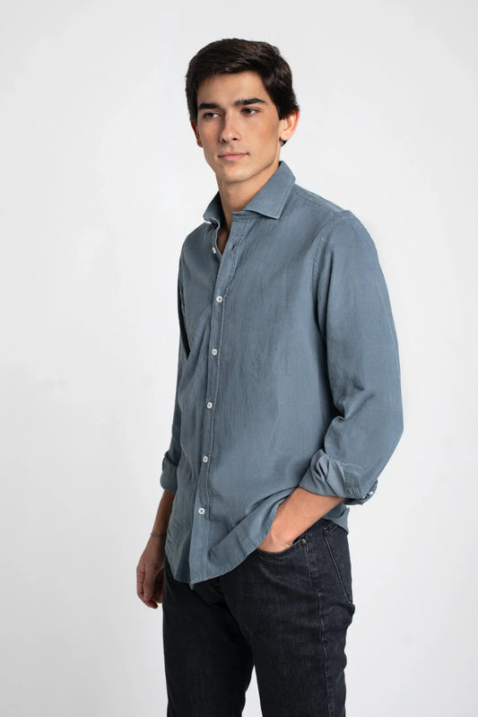 CAMISA DE MICROPANA AZUL CLARO LAVADO