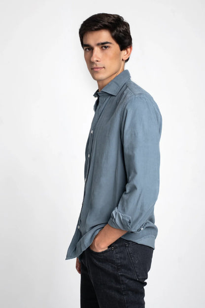 CAMISA DE MICROPANA AZUL CLARO LAVADO