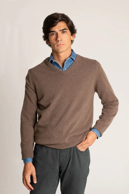 JERSEY CUELLO PICO TABACO