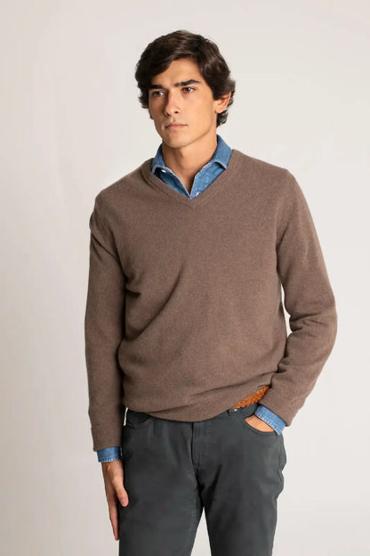 JERSEY CUELLO PICO TABACO