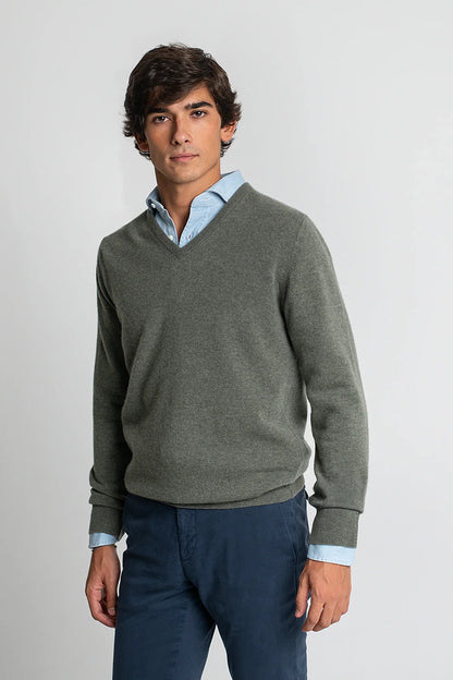 JERSEY CUELLO PICO VERDE OLIVA