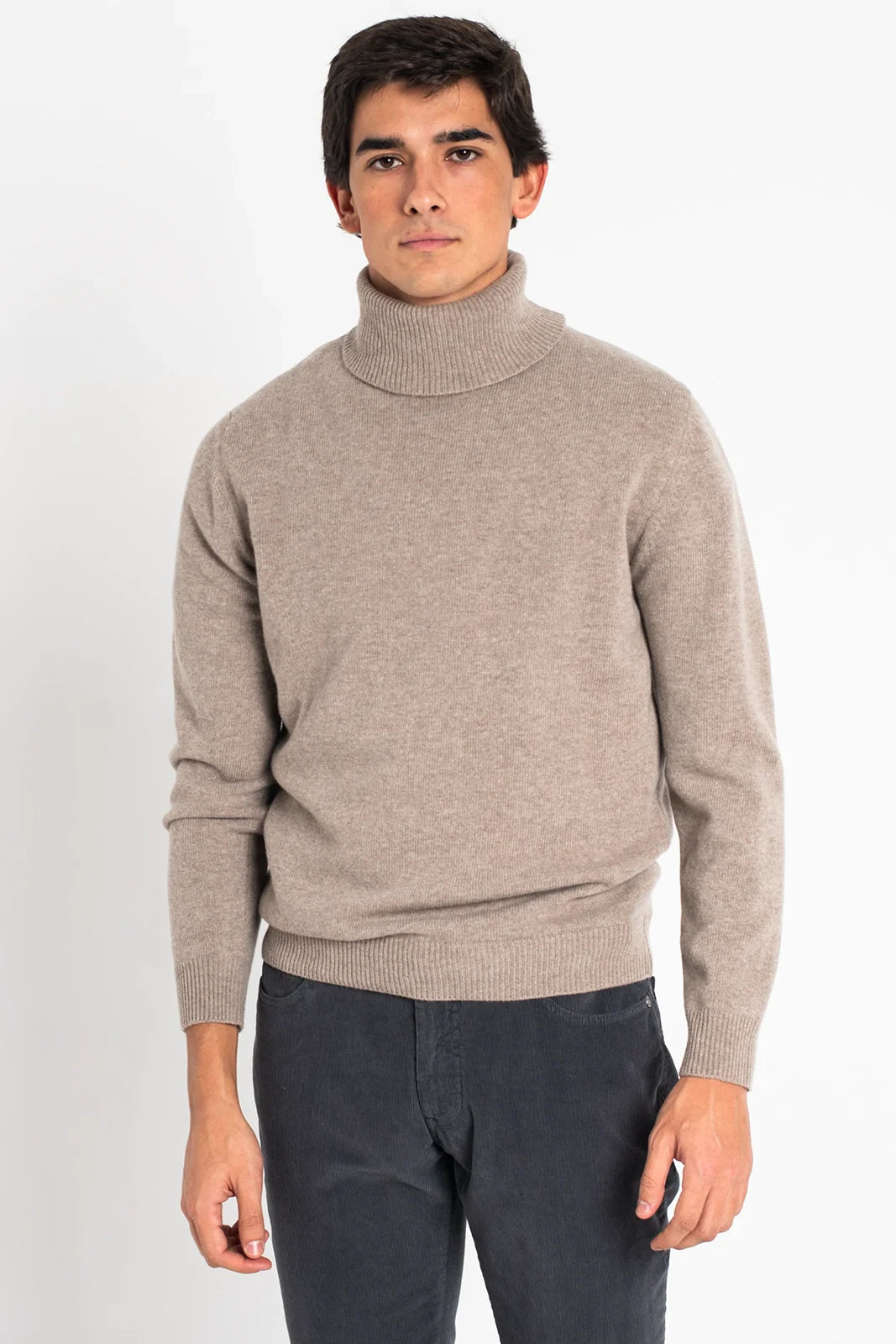 JERSEY DE CUELLO VUELTO BEIGE