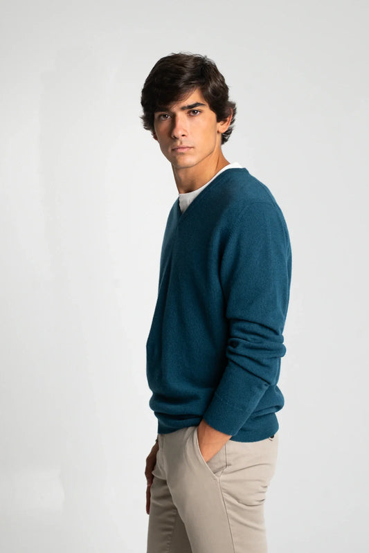 JERSEY CUELLO PICO AZUL VERDOSO