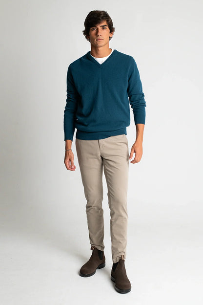 JERSEY CUELLO PICO AZUL VERDOSO