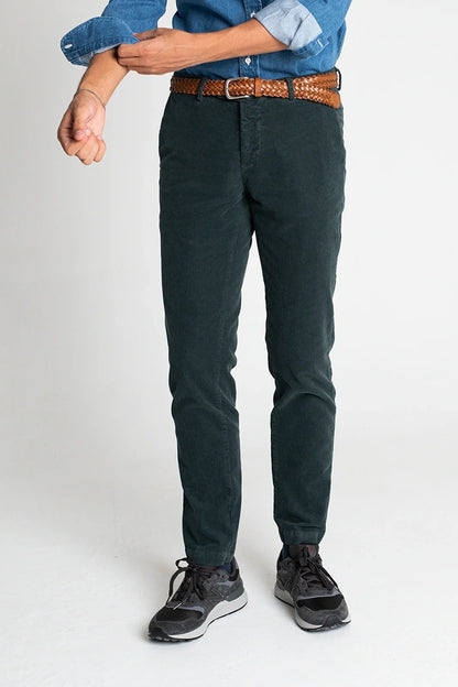 PANTALÓN CHINO PANA VERDE AZULADO