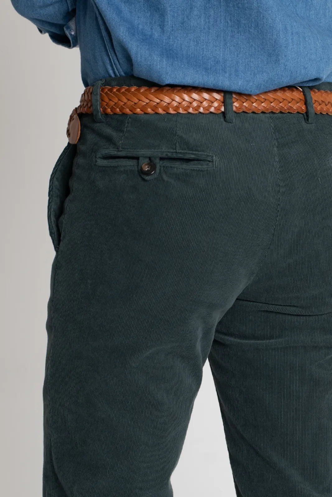 PANTALÓN CHINO PANA VERDE AZULADO