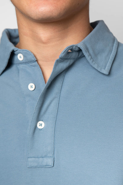 POLO PIQUÉ MANGA LARGA AZUL