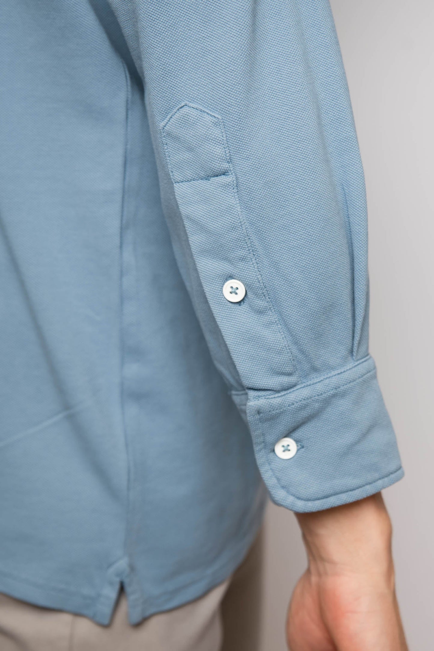 POLO PIQUÉ MANGA LARGA AZUL