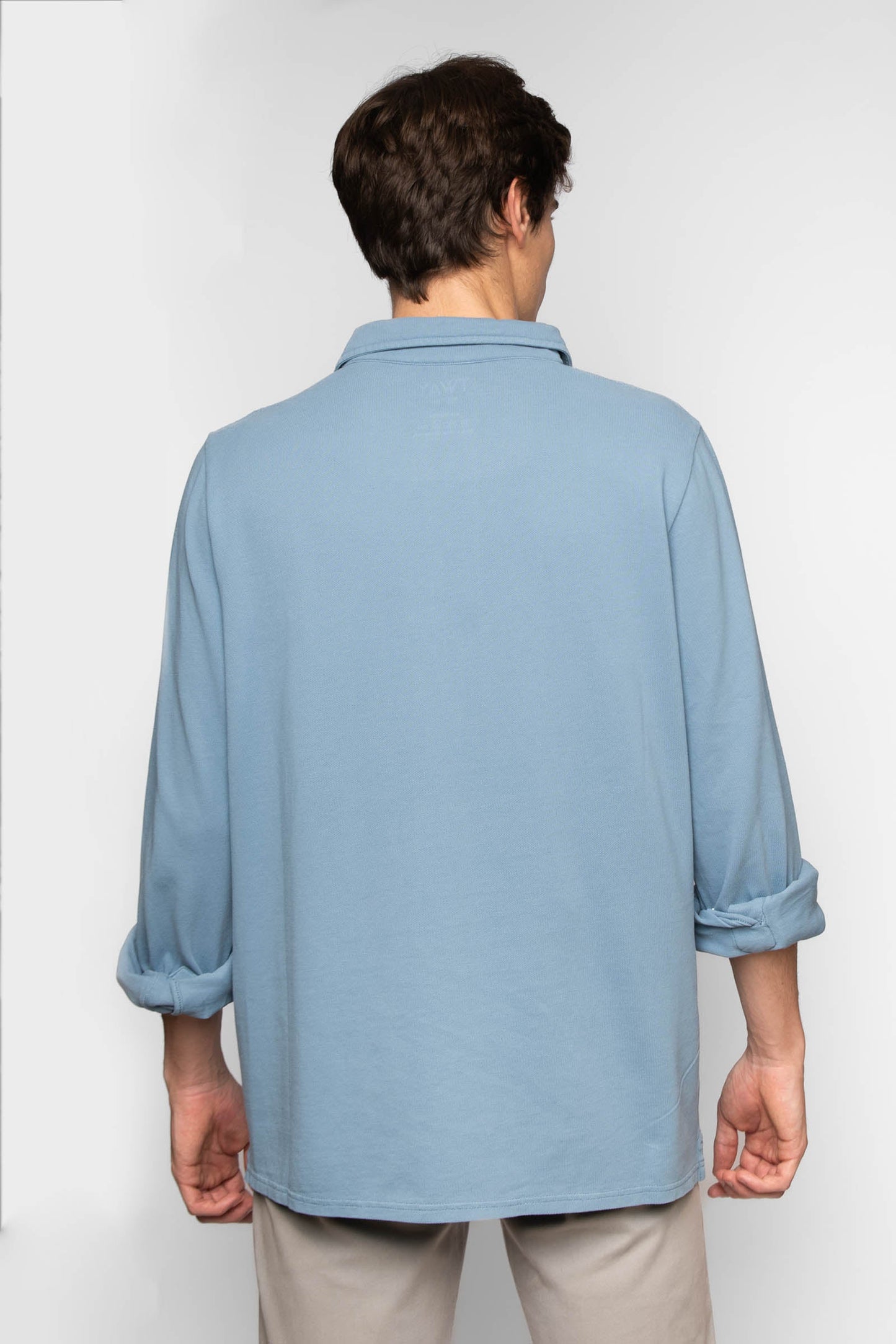 POLO PIQUÉ MANGA LARGA AZUL