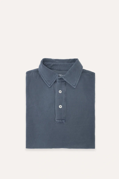 POLO PIQUÉ MANGA LARGA AZUL LAVADO