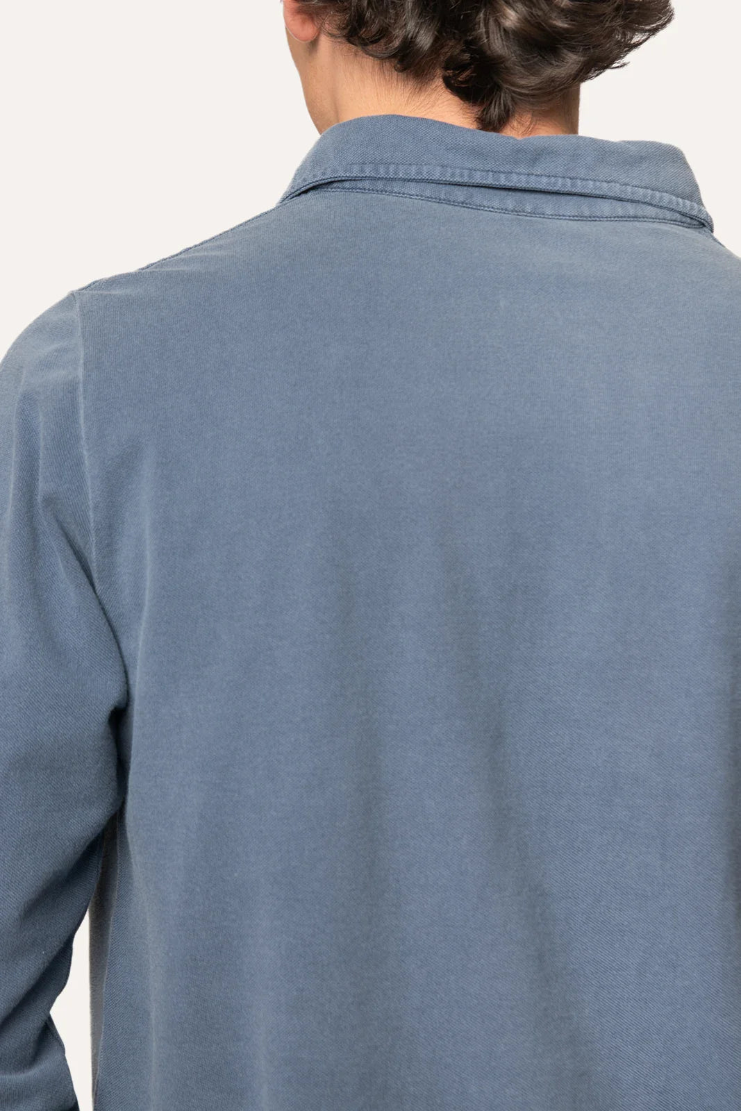 POLO PIQUÉ MANGA LARGA AZUL LAVADO