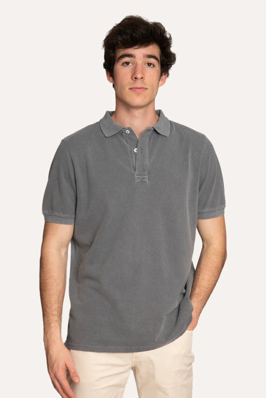 POLO PIQUÉ MANGA CORTA GRIS