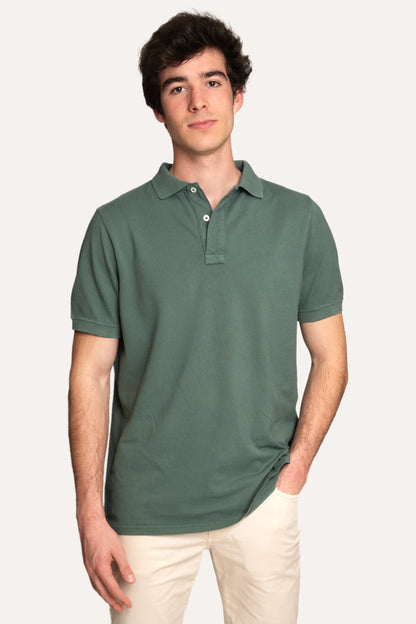 POLO PIQUÉ MANGA CORTA VERDE LAVADO