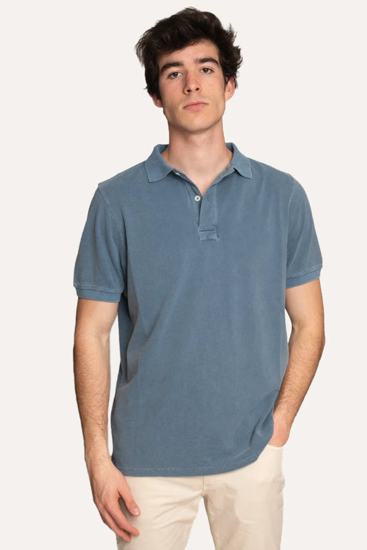 POLO PIQUÉ MANGA CORTA AZUL LAVADO