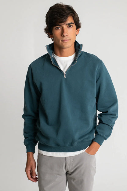 SUDADERA CON CREMALLERA AZUL VERDOSO