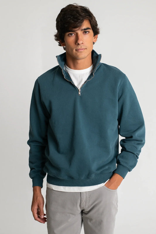 SUDADERA CON CREMALLERA AZUL VERDOSO