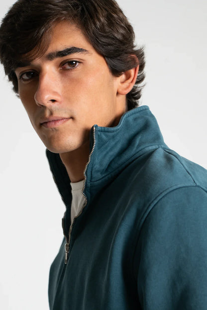 SUDADERA CON CREMALLERA AZUL VERDOSO