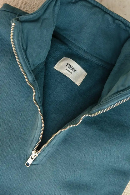 SUDADERA CON CREMALLERA AZUL VERDOSO