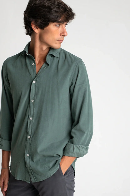 CAMISA DE MICROPANA VERDE LAVADO