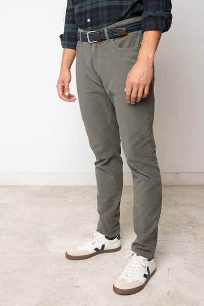 PANTALÓN 5 BOLSILLOS MOLESKI GRIS VERDOSO