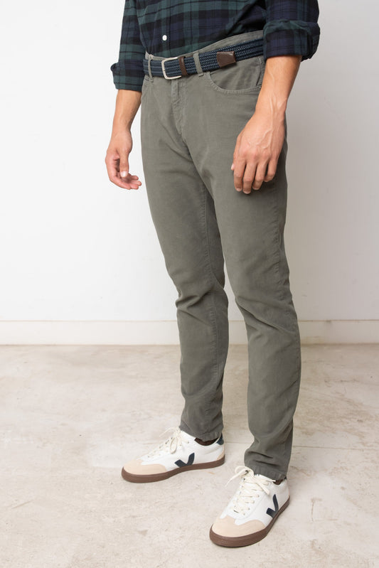 PANTALÓN 5 BOLSILLOS MOLESKI GRIS VERDOSO