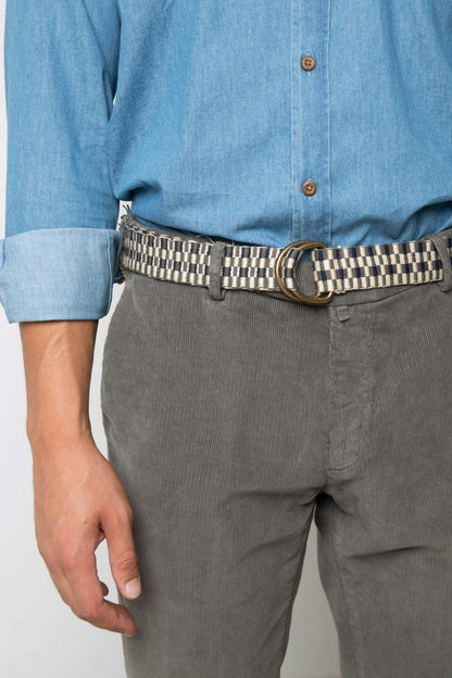 PANTALÓN CHINO DE PANA GRIS VERDOSO