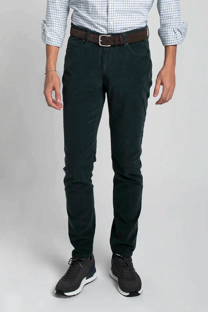 PANTALÓN 5 BOLSILLOS DE PANA AZUL VERDOSO