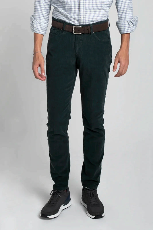 PANTALÓN 5 BOLSILLOS DE PANA AZUL VERDOSO